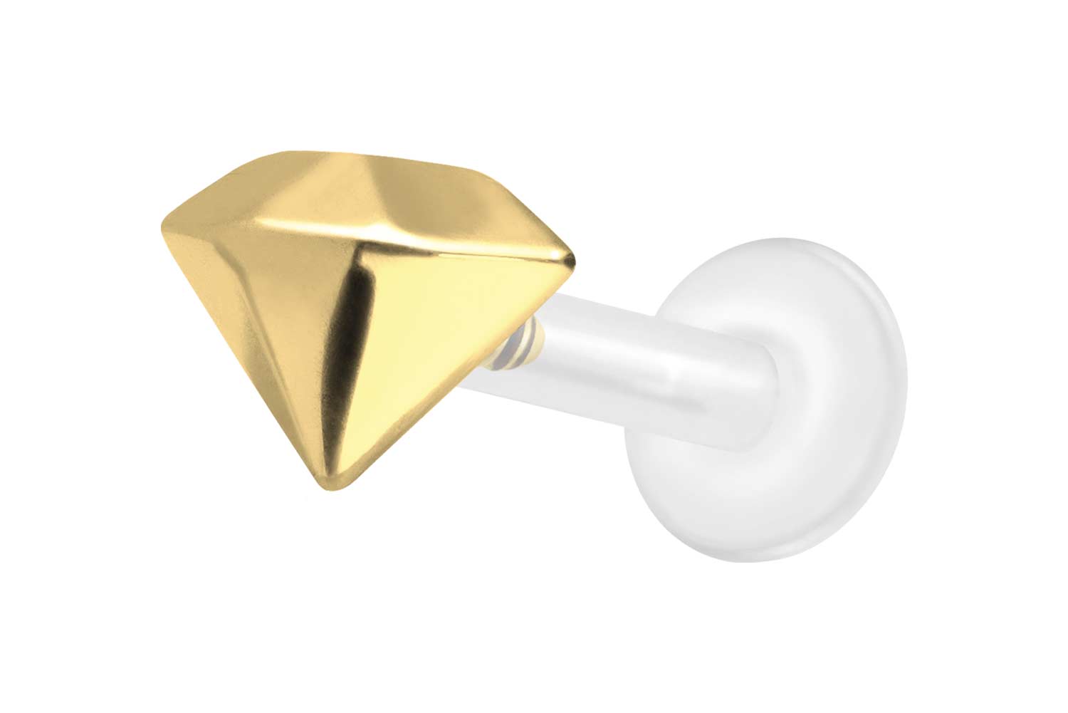 PTFE Labret Piercing mit Innengewinde + Titan-Aufsatz DIAMANT